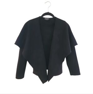 Bebe Women's Black Faux Suede‎ Drape Open Front Jacket Small